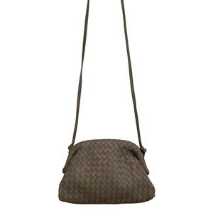 Quince Woven Leather Crossbody Bag in Taupe
